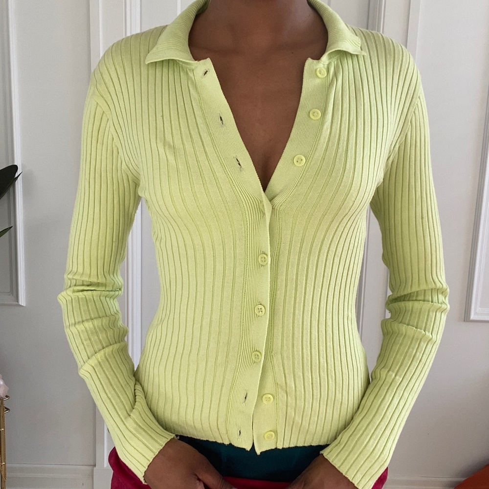 Ribbed Green Cardigan